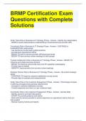 BRMP Certification Exam Questions with Complete Solutions