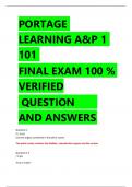 LATEST 2024 PORTAGE LEARNING A&P 1 101 FINAL EXAM 100 % VERIFIED QUESTION AND ANSWERS.