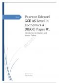 Edexcel Level 3 GCE Monday 15 May 2023 Advanced Subsidiary PAPER 1: Introduction to Markets and Market Failure