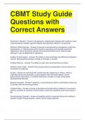 CBMT Study Guide Questions with Correct Answers