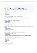 Sports Management Final Exam Questions and Answers
