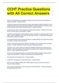CCHT Practice Questions with All Correct Answers 