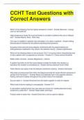 CCHT Test Questions with Correct Answers 