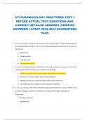 ATI PHARMACOLOGY PROCTORED TEST 1 RETAKE ACTUAL TEST QUESTIONS AND CORRECT DETAILED ANSWERS (VERIFIED ANSWERS) LATEST 2024-2024 GUARANTEED PASS