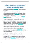 WGU D115 OA exam Questions and Verified Answers 2024