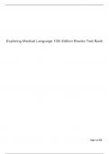 Exploring Medical Language 10th Edition Brooks Test Bank & Rationals All ChapterS|