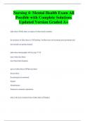 Nursing 4- Mental Health Exam All  Possible with Complete Solutions  Updated Version Graded A+ 