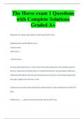 The Horse exam 1 Questions  with Complete Solutions  Graded A+