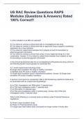 US RAC Review Questions RAPS Modules (Questions & Answers) Rated 100% Correct!!
