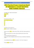 ABO Practical Exam (American Board of Opticianry) | Actual Questions With Verified Answers