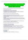 Personally Identifiable Information (PII) v4.0 Exam Questions And Answers Solved 100% Correct!!