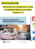 Human Resources Management in Canada 15th Canadian Edition TEST BANK, Verified Chapters 1 - 17, Complete Newest Version