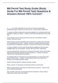 MA Permit Test Study Guide (Study Guide For MA Permit Test) Questions & Answers Solved 100% Correct!!