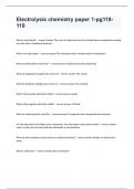 Electrolysis- chemistry paper 1-pg118-119 exam questions and complete correct answers 2024