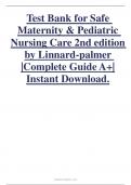 Test Bank for Safe Maternity & Pediatric Nursing Care 2nd edition by Linnard-palmer |Complete Guide A+|Instant Download.