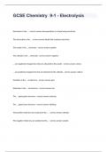 GCSE Chemistry - 9-1 - Electrolysis exam questions and verified correct answers 2024