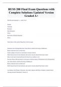 RUSS 280 Final Exam Questions with  Complete Solutions Updated Version  Graded A+ 