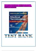 TEST BANK FOR MEDICAL TERMINOLOGY SHORT COURSE 8TH EDITION BY CHABNER VERIFIED with COMPLETE ANSWERS 