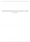 Test Bank	- Psychiatric Nursing:Contemporary Practice(6th Edition by Boyd)All Chapters Complete Questions and Answers A+