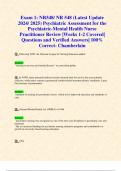 Exam 1,Exam 2,Exam 3 & Final Exams: NR548/ NR 548 (Latest Updates 2024/ 2025 STUDY BUNDLE PACKAGE) Psychiatric Assessment for the Psychiatric-Mental Health Nurse Practitioner  Questions and Verified Answers| 100% Correct- Chamberlain