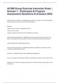 ACSM Group Exercise Instructor Exam - Domain 1 - Participant & Program Assessment Questions & Answers 2024