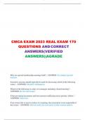 CMCA EXAM 2023 REAL EXAM 170 QUESTIONS ANDCORRECT  ANSWERS(VERIFIED ANSWERS)|AGRADE