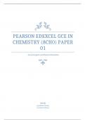 PEARSON EDEXCEL AS  CHEMISTRY PAPER 01 MARK SCHEME JUNE 2023