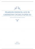 PEARSON EDEXCEL  A LEVEL  CHEMISTRYPAPER 3  QUESTION PAPER JUNE 2023