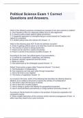 Political Science Exam 1 Correct Questions and Answers