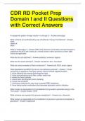 CDR RD Pocket Prep Domain I and II Questions with Correct Answers