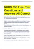 NURS 350 Final Test Questions and Answers All Correct