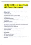 NURS 350 Exam Questions with Correct Answers