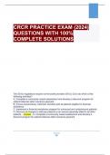 CRCR PRACTICE EXAM (2024) QUESTIONS WITH 100% COMPLETE SOLUTIONS