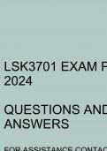 LSK3701 Exam pack 2024 (Questions and answers)