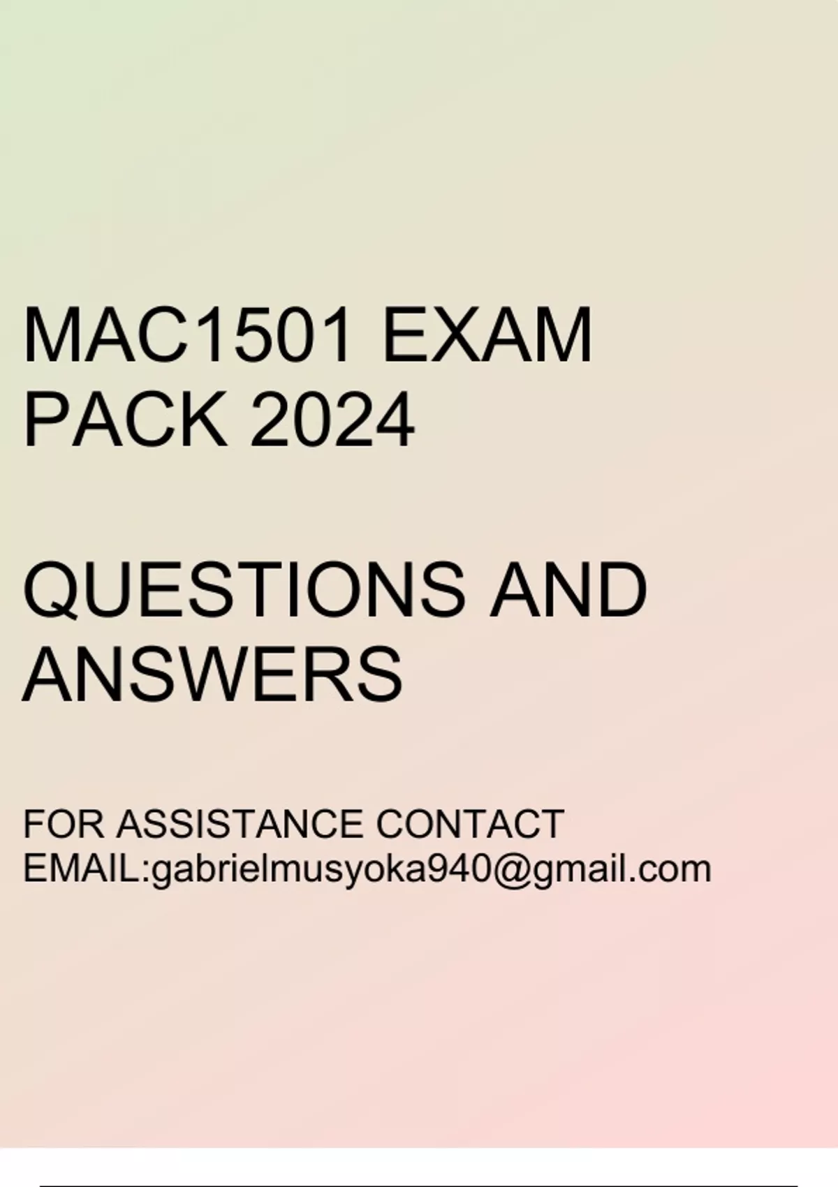 MAC1501 Exam Pack 2024 (Questions And Answers) - MAC1501 - Stuvia SA