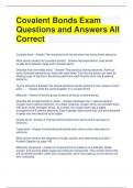 Covalent Bonds Exam Questions and Answers All Correct