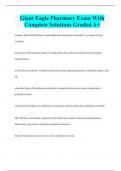 Giant Eagle Pharmacy Exam With  Complete Solutions Graded A+ 