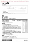 AQA 2024 AS SPANISH 7691/1 Paper 1 Listening, Reading and Writing Question Paper & Mark scheme (With Listening Test Transcript) (Merged) June 2024 [VERIFIED]