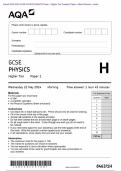 AQA 2024 GCSE PHYSICS 8463/1H Paper 1 Higher Tier Question Paper & Mark scheme (Merged) June 2024 [VERIFIED]