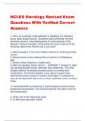 NCLEX Oncology Revised Exam Questions With Verified Correct Answers