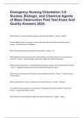 Emergency Nursing Orientation 3.0: Nuclear, Biologic, and Chemical Agents of Mass Destruction Post Test Exam And Quality Answers 2024.