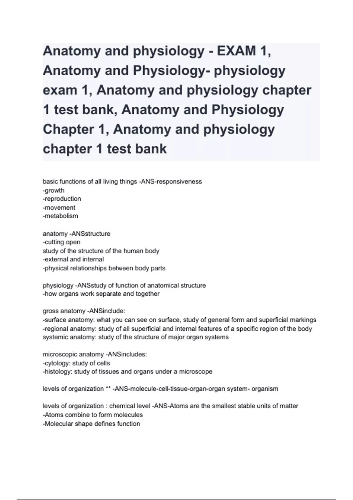 anatomy and physiology chapter 1 4 5 test