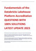 LATEST 2024 Fundamentals of the Databricks Lakehouse Platform Accreditation QUESTIONS WITH 100% SOLUTIONS LATEST UPDATE 2024