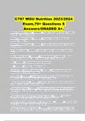 C787 WGU Nutrition 2023/2024 Exam,70+ Questions $ Answers/GRADED A+. 