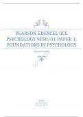 PEARSON EDEXCEL A LEVEL PSYCHOLOGYPAPER 1: FOUNDATIONS IN PSYCHOLOGY   MARK SCHEME JUNE 2023