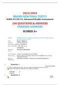 2023/2024 BRAND NEW FINAL TEST!!! NURS-6512N-53, Advanced Health Assessment 100 QUESTIONS & ANSWERS VERIFIED ANSWERS SCORED A+