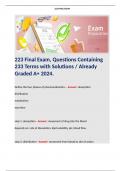 223 Final Exam, Questions Containing 233 Terms with Solutions / Already Graded A+ 2024.  Terms Like; Define the four phases of pharmacokinetics. - Answer: absorption distribution metabolism excretion