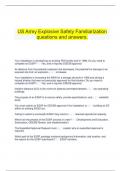  US Army Explosive Safety Familiarization questions and answers.