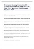 Emergency Nursing Orientation 3.0: Disaster Preparedness - ENA-ENO-C05 Final Exam Questions With Complete Solutions 2024.