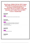 Final Exams: NR546/ NR 546 (NEW Updates 2024/ 2025 BUNDLED TOGETHER WITH COMPLETE SOLUTIONS) Psychopharmacology for the Psychiatric-Mental Health Nurse Practitioner |Reviews with Questions and Verified Answers| 100% Correct- Chamberlain 